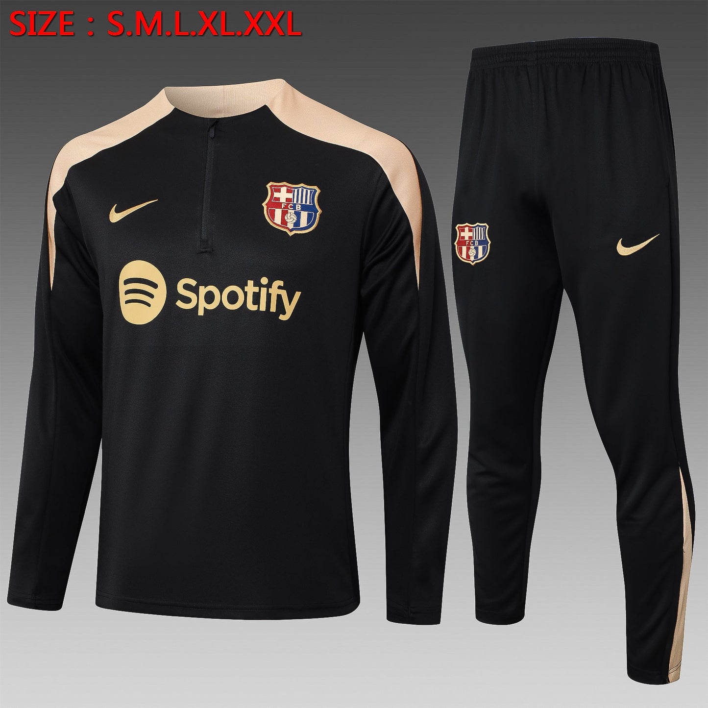 Barcelona Black 24/25 Tracksuit - Pro Soccer Jersey