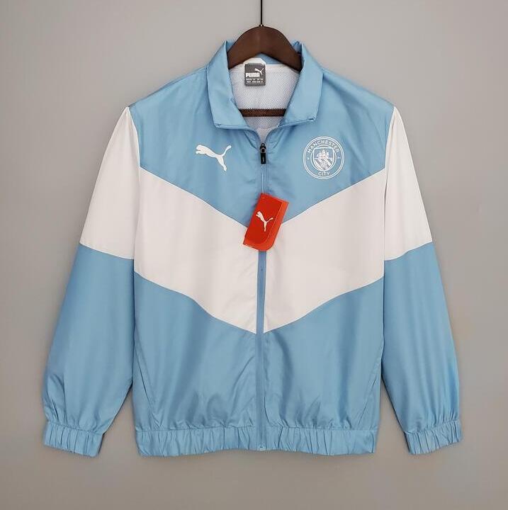 21-22 Manchester City Windbreaker Blue and White
