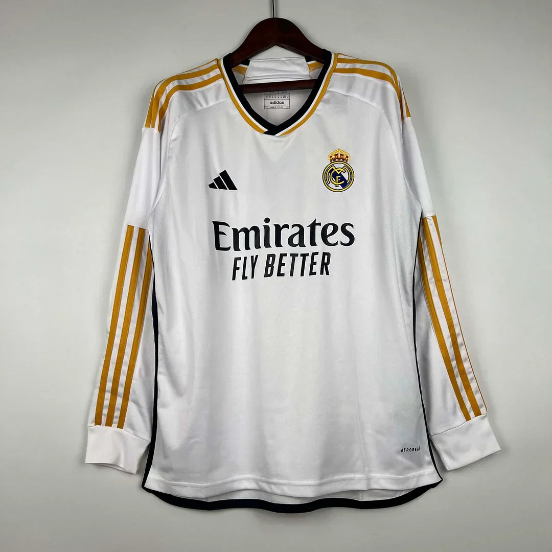 2023/2024 FC Real Madrid home shirt Long Sleeves : Thaï Quality - Pro Soccer Jersey