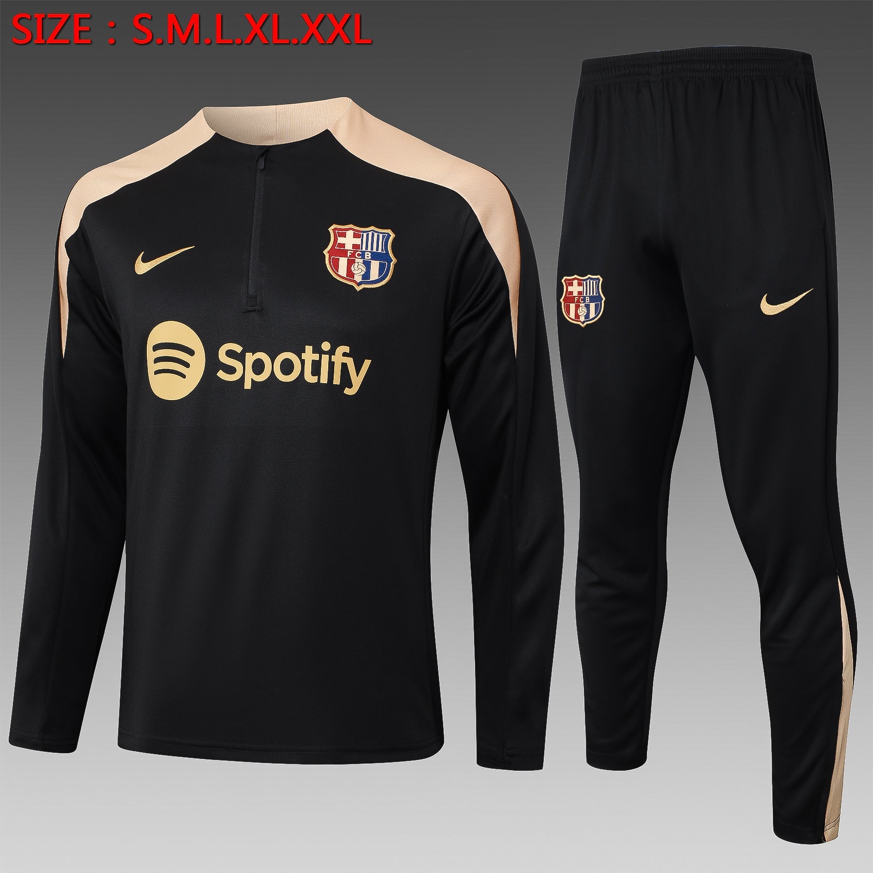 Barcelona Black 24/25 Tracksuit - Pro Soccer Jersey
