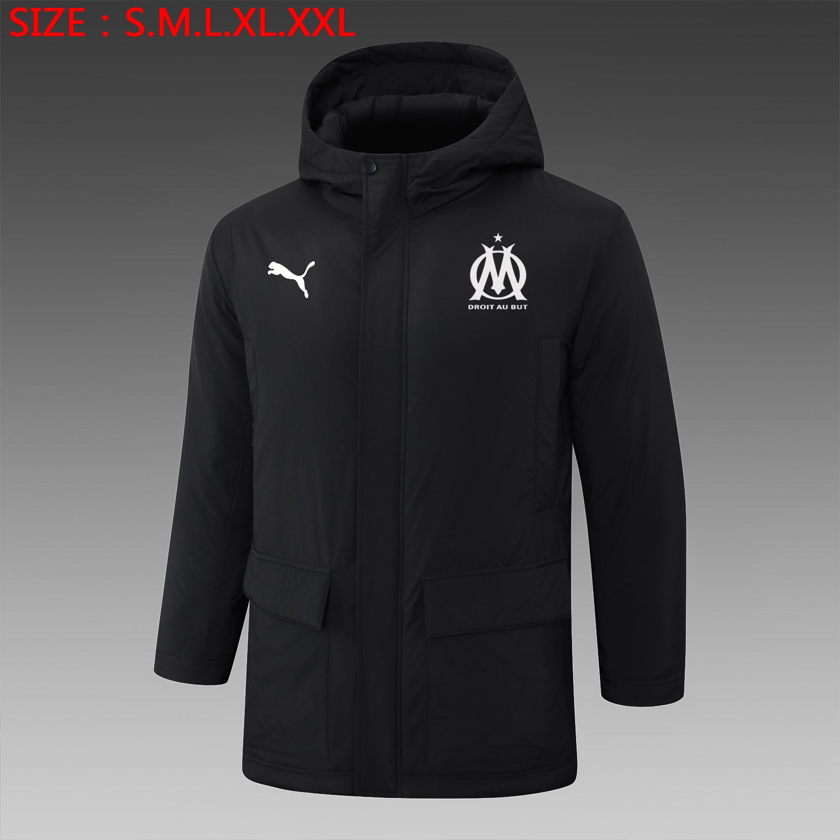 Marseille 24/25 Winter Black Jacket - Pro Soccer Jersey