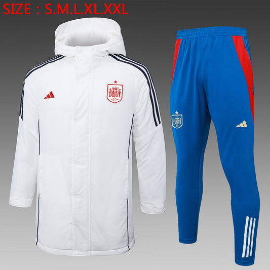 Spain White Windbreaker Tracksuit 24/25 - Pro Soccer Jersey