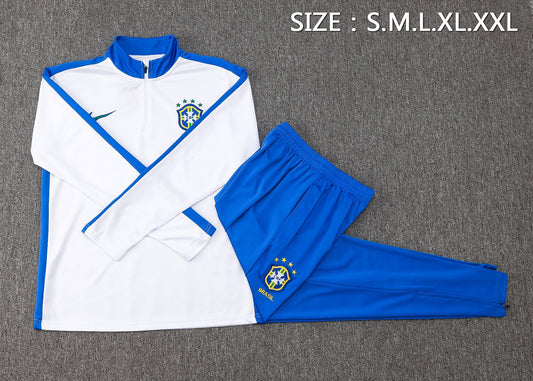 Brazil White/Blue Tracksuit 24/25 - Pro Soccer Jersey