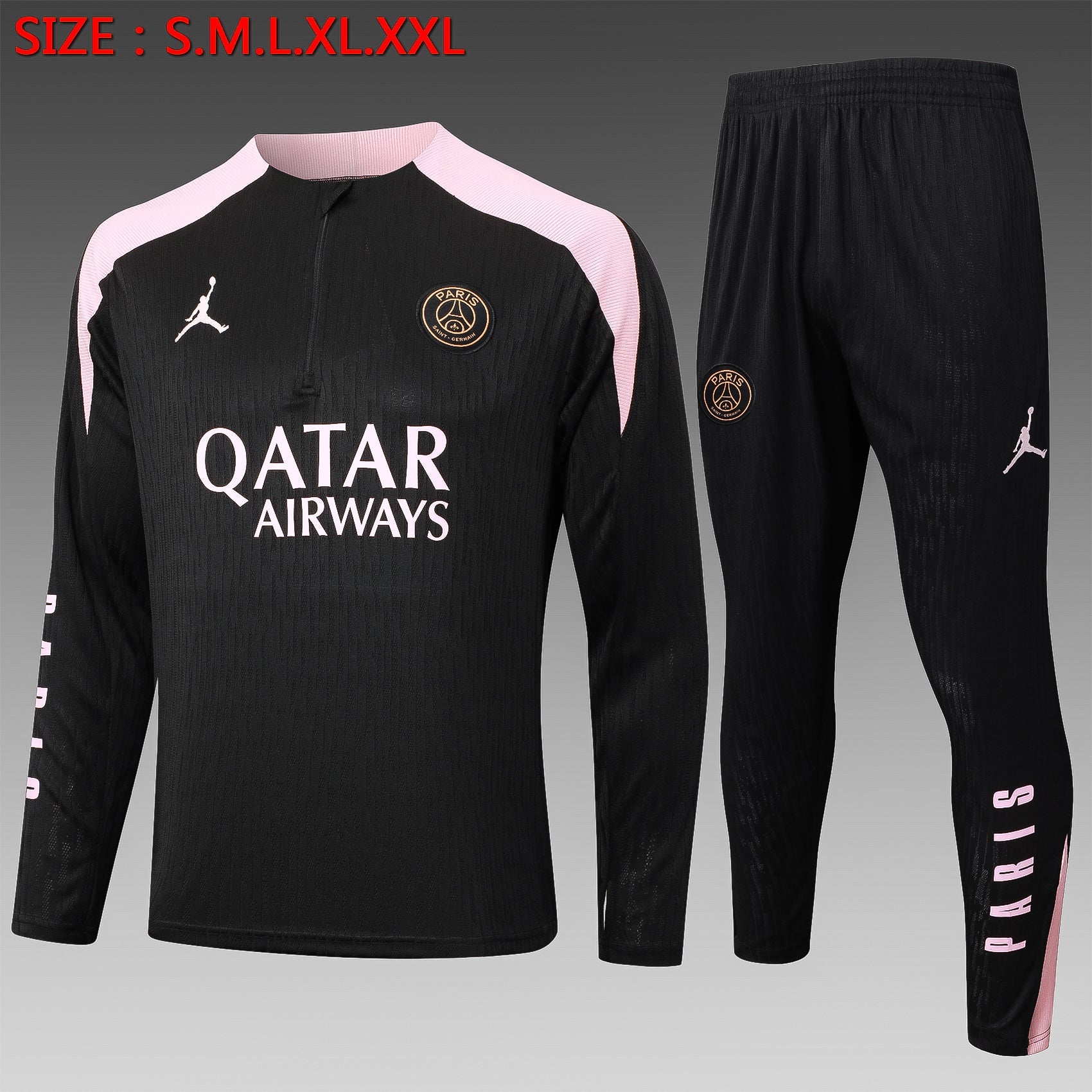 PSG Fully Black Tracksuit 24/25 - Pro Soccer Jersey