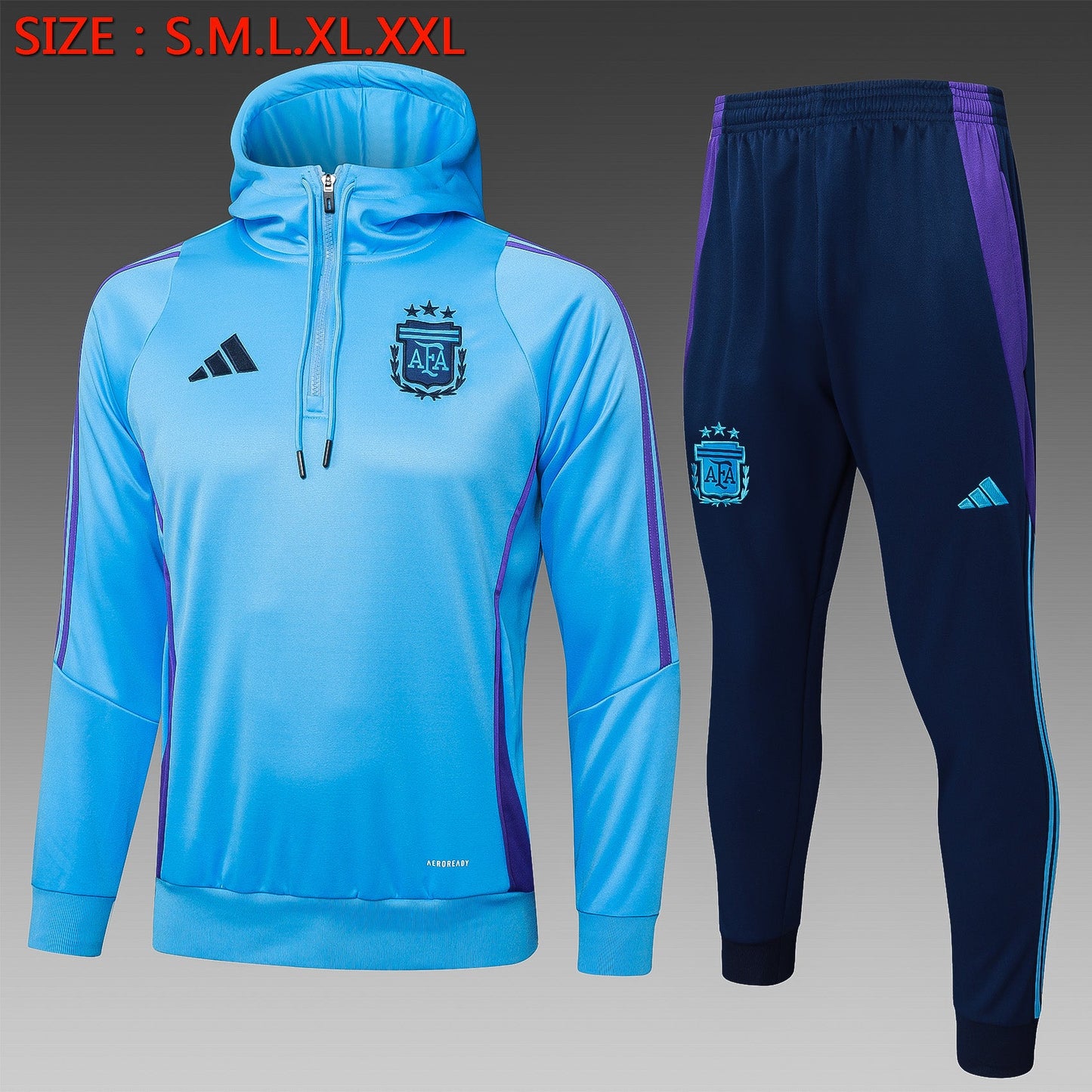 Argentina Blue Tracksuit 24/25 Hoodie Version - Pro Soccer Jersey