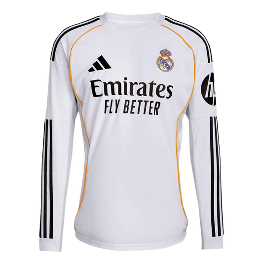Real Madrid Long Sleeve Soccer Jersey Home 2025/26