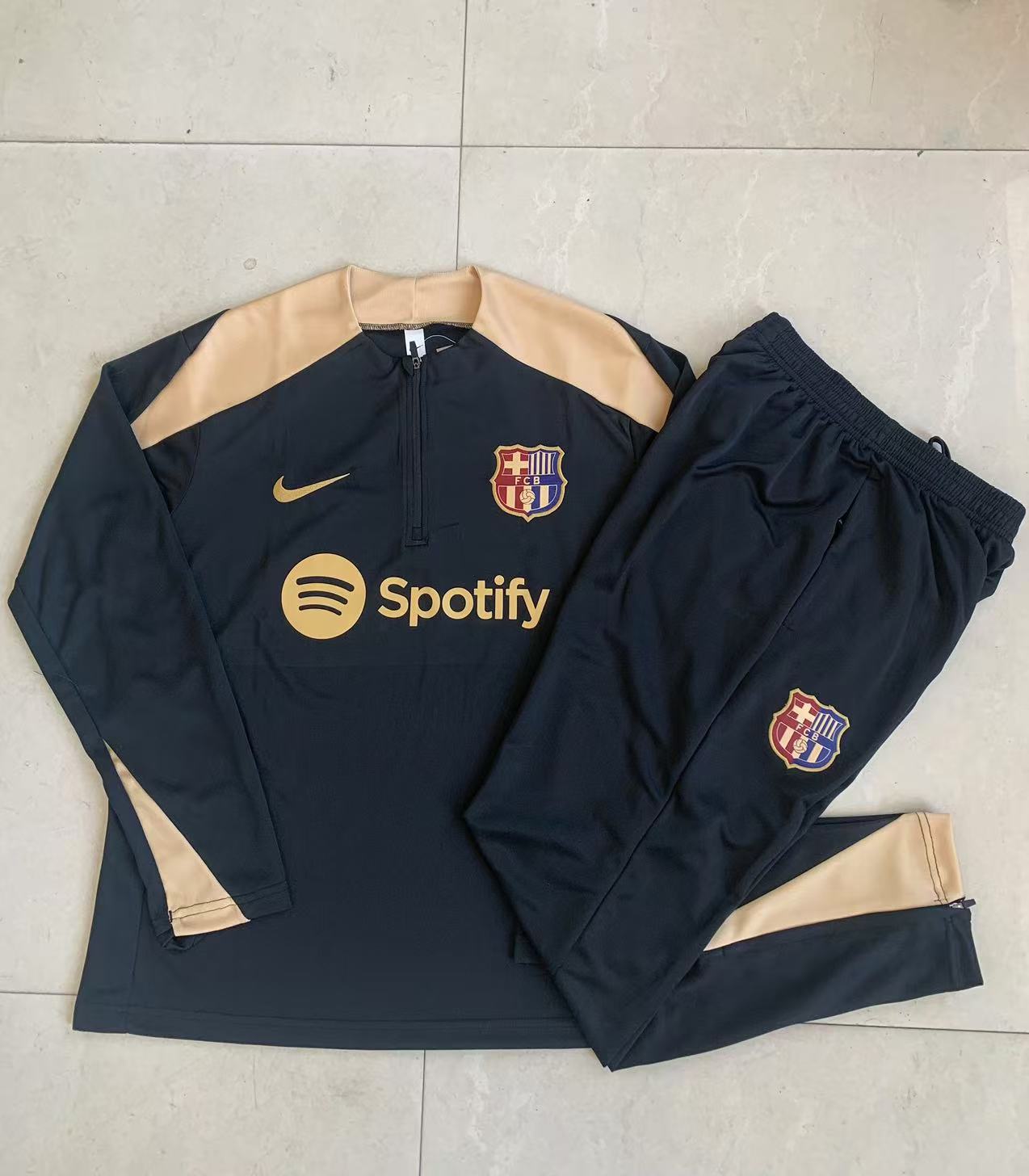 Barcelona Black 24/25 Tracksuit - Pro Soccer Jersey