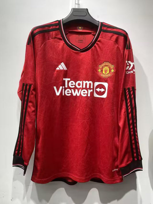 Manchester United Home 23/24 Fan Version Long Sleeve - Pro Soccer Jersey