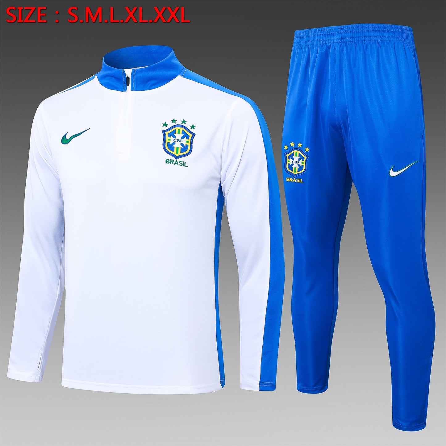 Brazil White/Blue Tracksuit 24/25 - Pro Soccer Jersey