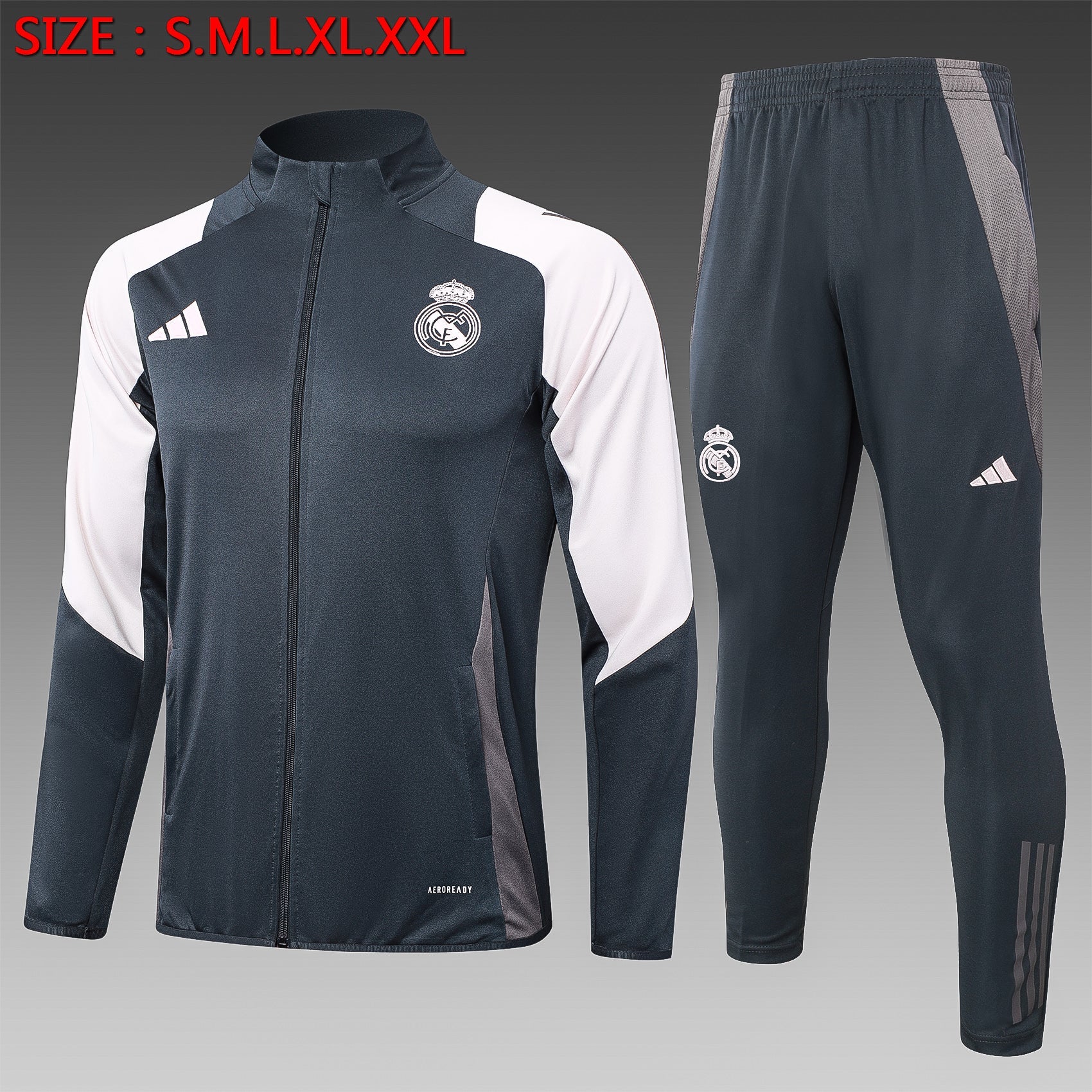 Real Madrid Tracksuit 24/25 Fully Gray - Pro Soccer Jersey