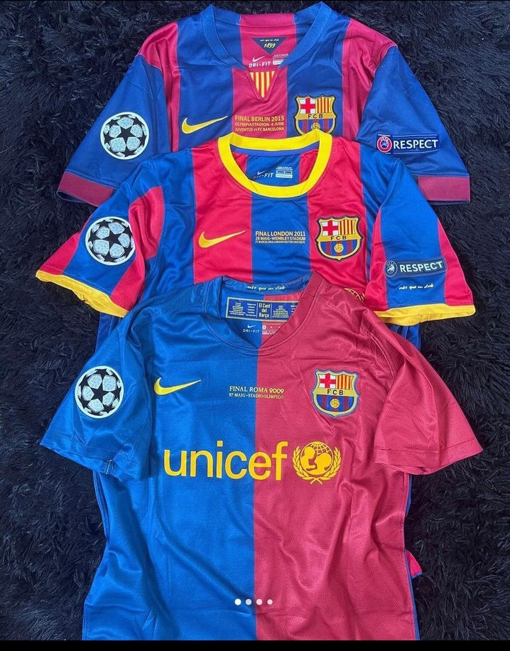 FC Barcelona Bundle: Last 3 Champions Finals jerseys: Thaï Quality - Pro Soccer Jersey