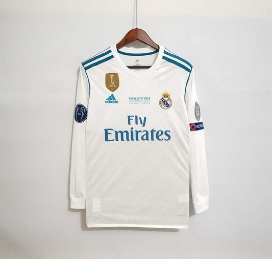 2017/2018 FC Real Madrid Retro Home shirt Long Sleeves : Thaï Quality - Pro Soccer Jersey