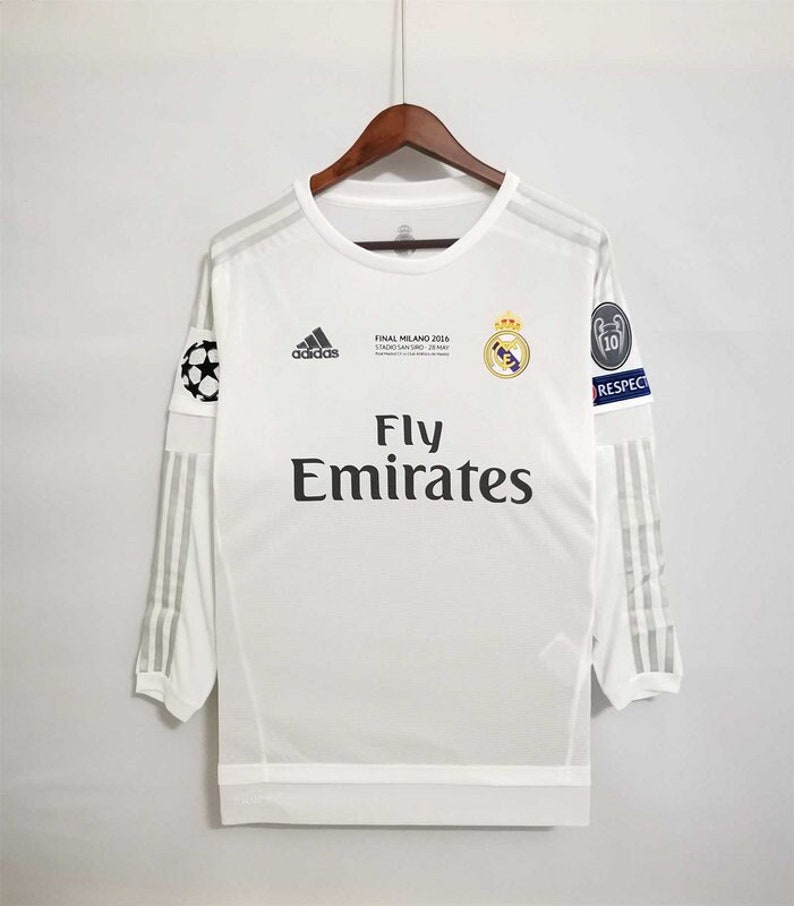UEFA Champions League Final 2016 Real Madrid Retro shirt Long Sleeves : Thaï Quality - Pro Soccer Jersey