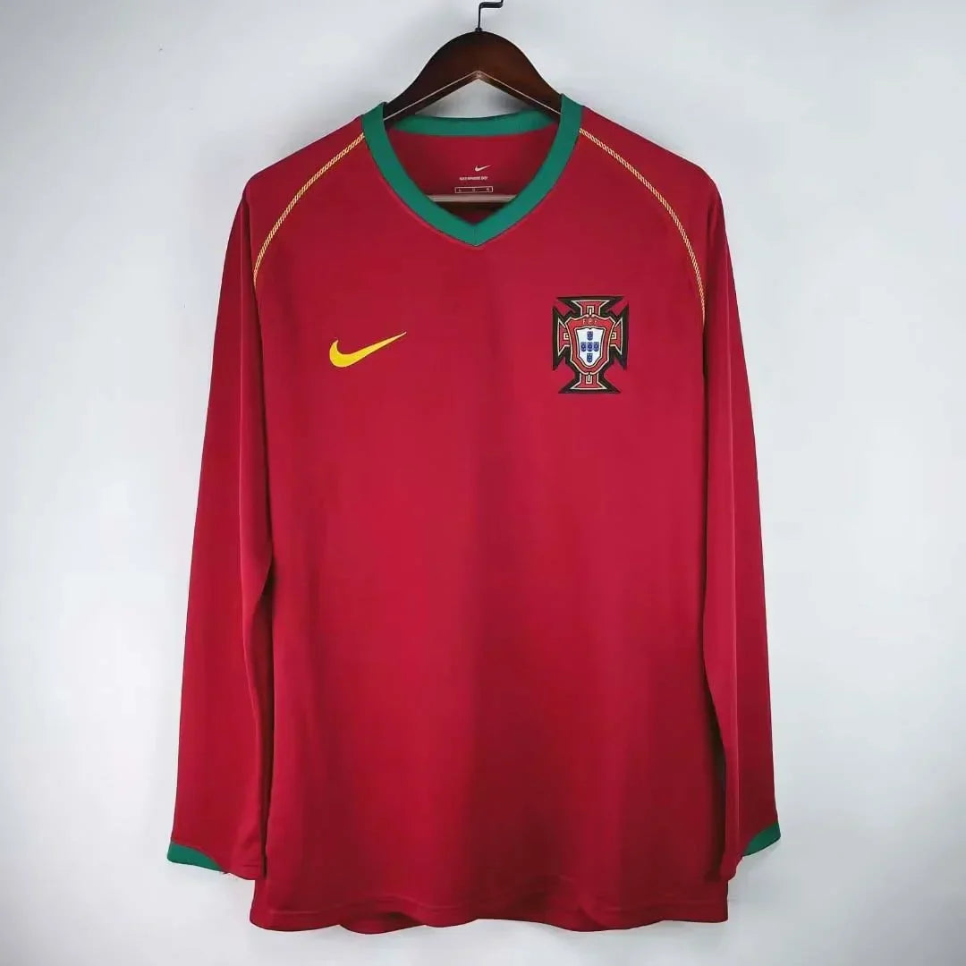 2006 FIFA World Cup Portugal Retro Home shirt Long Sleeves : Thaï Quality - Pro Soccer Jersey