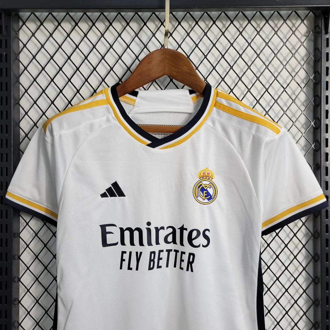 2023/2024 FC Real Madrid Home Set Kids Size : Thaï Quality - Pro Soccer Jersey