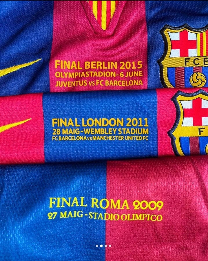FC Barcelona Bundle: Last 3 Champions Finals jerseys: Thaï Quality - Pro Soccer Jersey