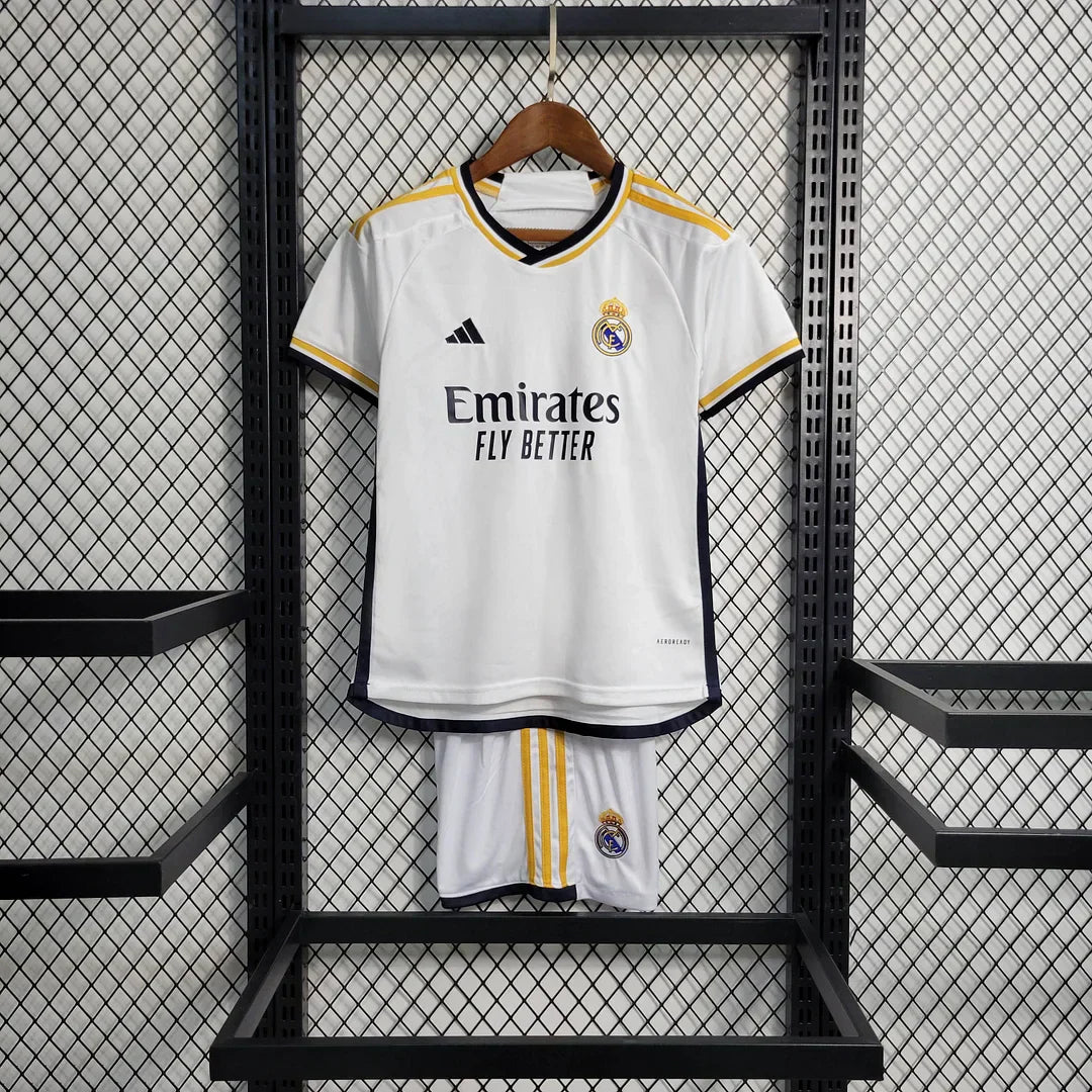 2023/2024 FC Real Madrid Home Set Kids Size : Thaï Quality - Pro Soccer Jersey