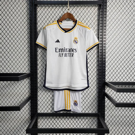 2023/2024 FC Real Madrid Home Set Kids Size : Thaï Quality - Pro Soccer Jersey